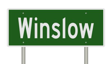 A rendered green highway sign 