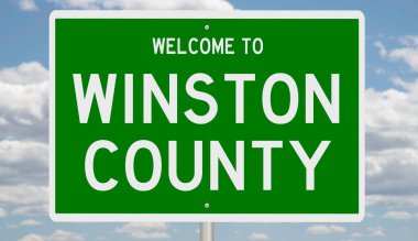 A rendered green highway sign 