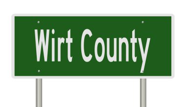 A rendered green highway sign