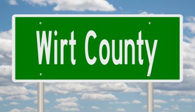 A rendered green highway sign