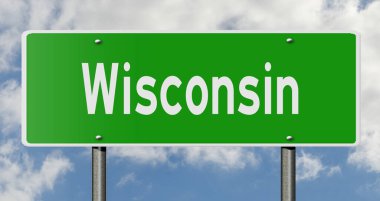 A rendered green highway sign for Wisconsin