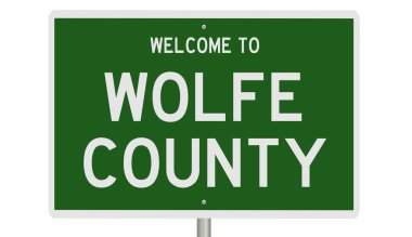 A rendered green highway sign