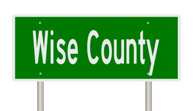 A rendered green highway sign