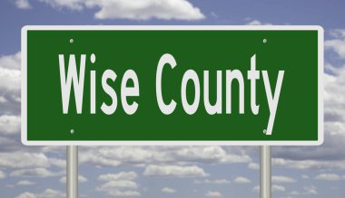 A rendered green highway sign