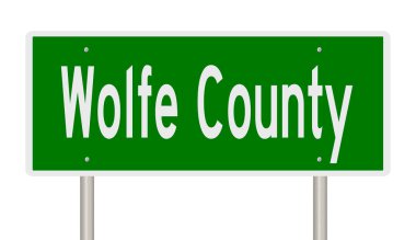 A rendered green highway sign