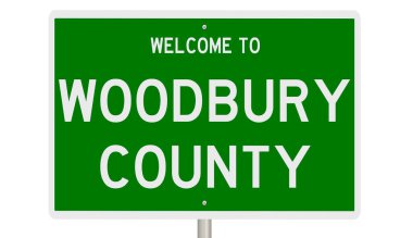 A rendered green highway sign