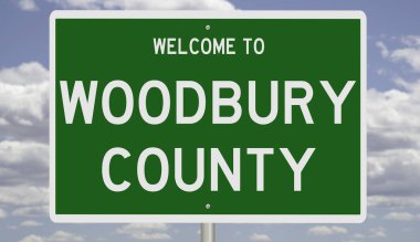 A rendered green highway sign