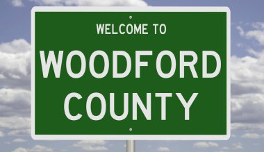 A rendered green highway sign