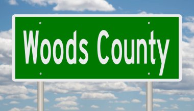 A rendered green highway sign