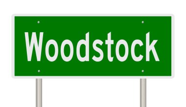 A rendered green highway sign