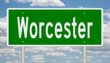 A rendered green highway sign