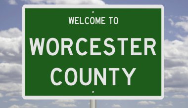 A rendered green highway sign