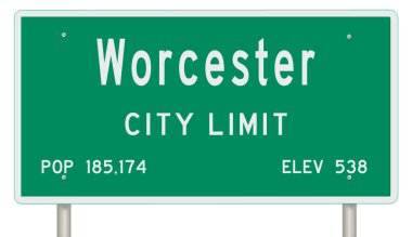 A rendered green highway sign