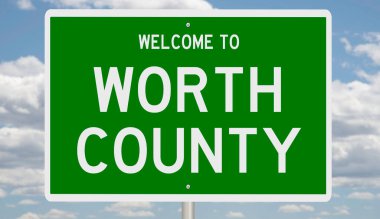 A rendered green highway sign 