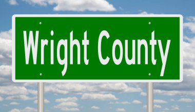 A rendered green highway sign 