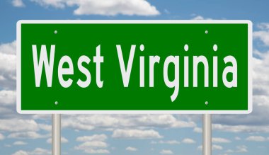 A rendered green highway sign for West Virginia
