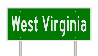 A rendered green highway sign for West Virginia