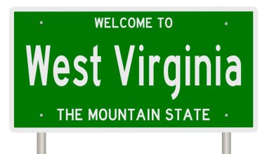 A rendered green highway sign for West Virginia