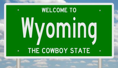 A rendered green highway sign 