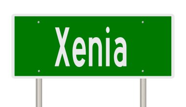 A rendered green highway sign 