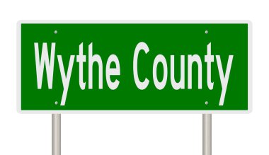 A rendered green highway sign