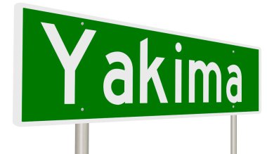 A rendered green highway sign