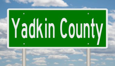 A rendered green highway sign