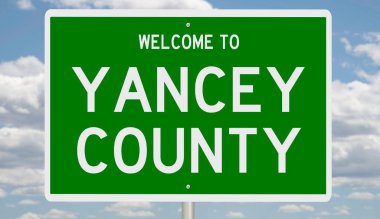 A rendered green highway sign