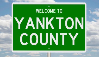 A rendered green highway sign