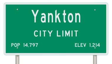 A rendered green highway sign