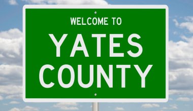 A rendered green highway sign