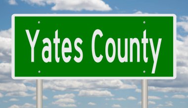 A rendered green highway sign