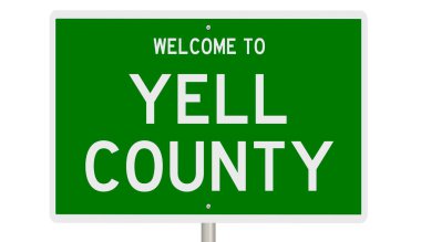 A rendered green highway sign