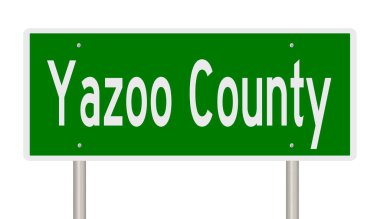 A rendered green highway sign