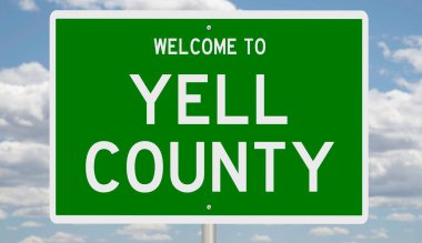 A rendered green highway sign