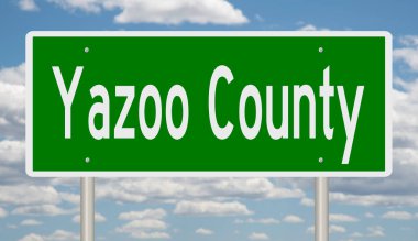 A rendered green highway sign