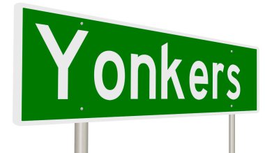 A rendered green highway sign