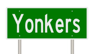 A rendered green highway sign