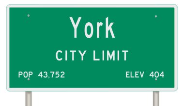 A rendered green highway sign