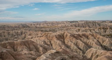 Geologic formations in Badlands National Park in South Dakota
