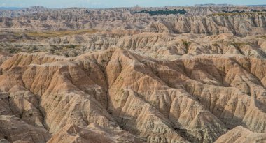 Geologic formations in Badlands National Park in South Dakota