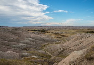 Geologic formations in Badlands National Park in South Dakota