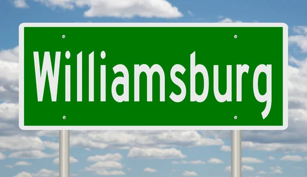 Rendered Green Highway Sign Williamsburg — стоковое фото