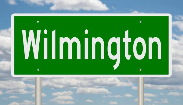 Rendered Green Highway Sign Wilmington — Stok fotoğraf