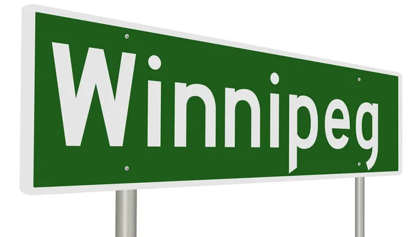 Rendered Green Highway Sign Winnipeg — Fotografia de Stock