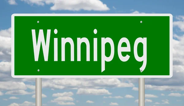 Rendered Green Highway Sign Winnipeg — Foto Stock