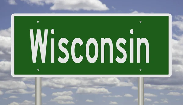 A rendered green highway sign for Wisconsin