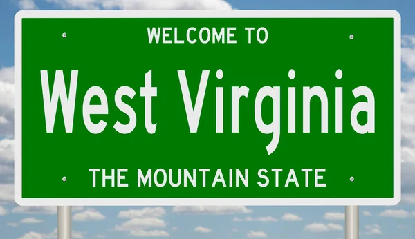 Rendered Green Highway Sign West Virginia — 图库照片