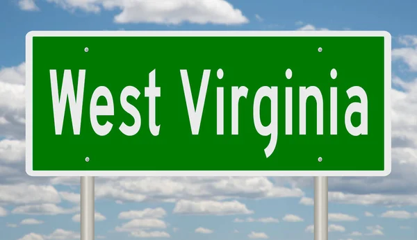 Rendered Green Highway Sign West Virginia — Stok fotoğraf