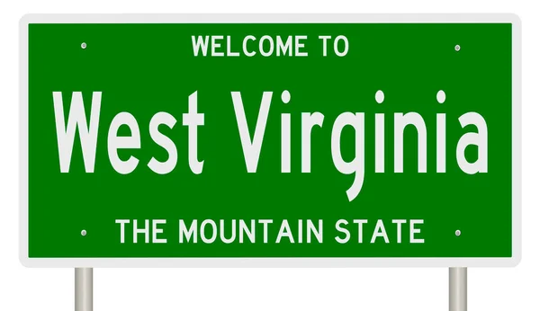 Rendered Green Highway Sign West Virginia — 图库照片
